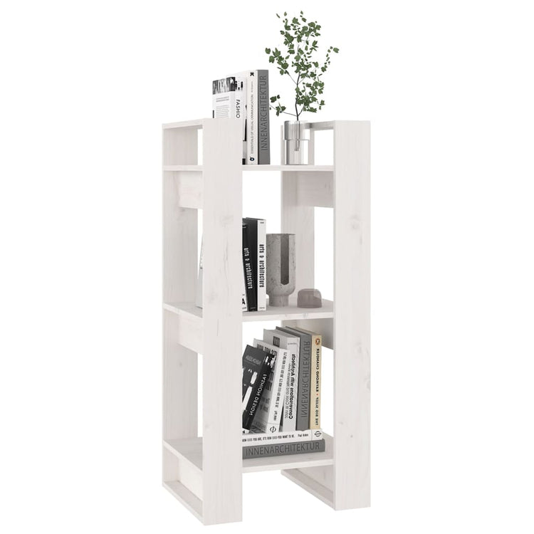 Libreria/Divisorio Bianco 41x35x91 cm in Legno Massello di Pino