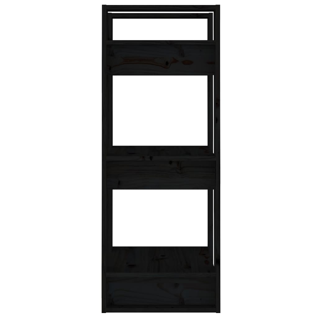 Libreria/Divisorio Nero 41x35x91 cm in Legno Massello di Pino