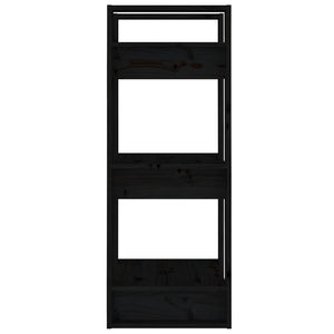 Libreria/Divisorio Nero 41x35x91 cm in Legno Massello di Pino