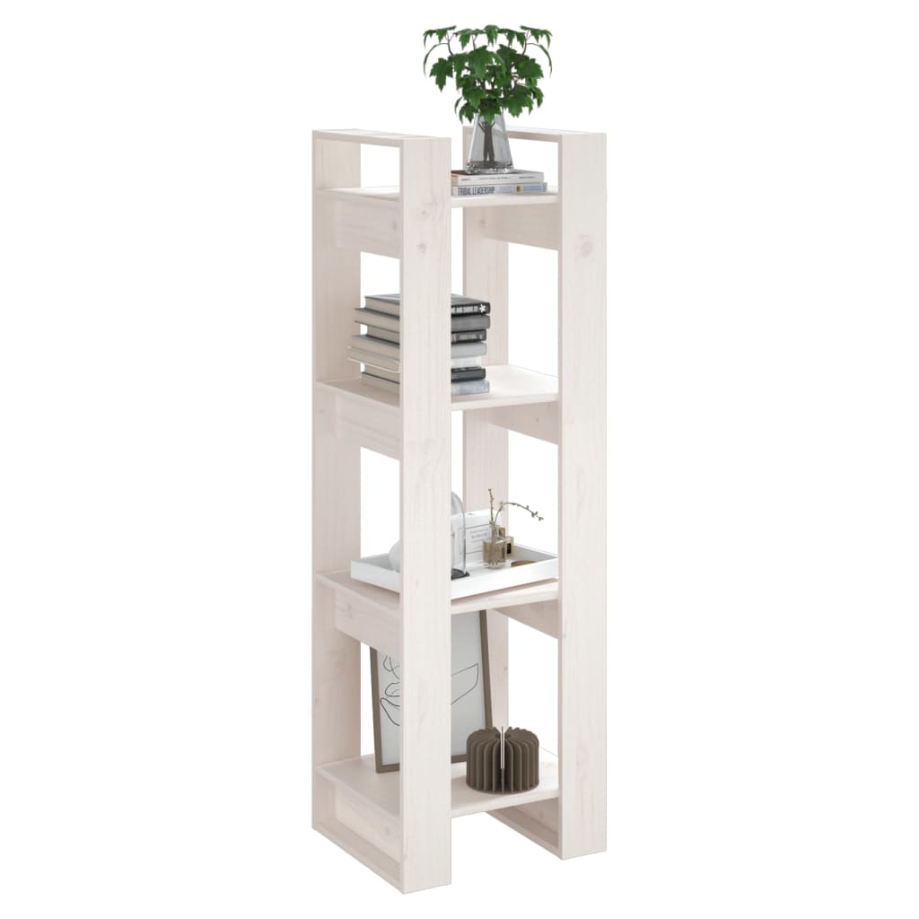 Libreria/Divisorio Bianco 41x35x125cm in Legno Massello di Pino