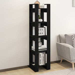 Libreria/Divisorio Nero 41x35x160 cm in Legno Massello di Pino 813873