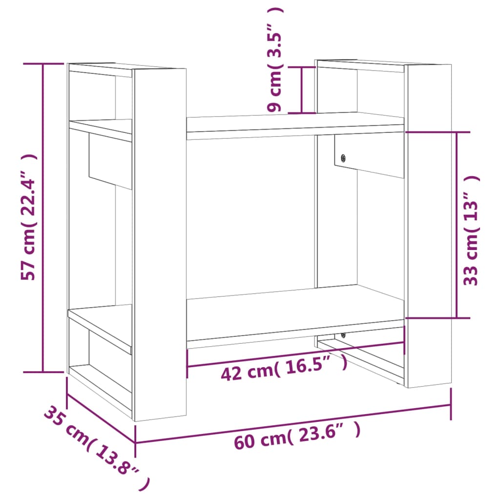 Libreria/Divisorio 60x35x57 cm in Legno Massello di Pino