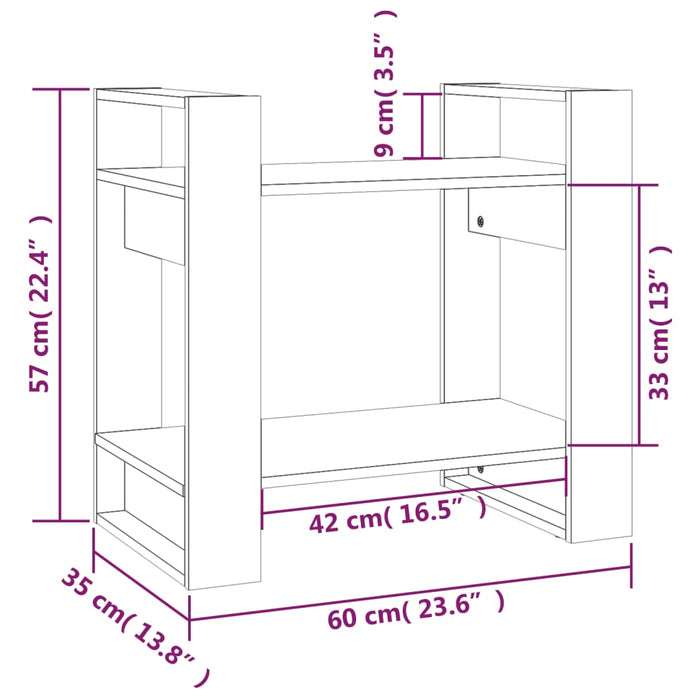 Libreria/Divisorio Grigio 60x35x57 cm in Legno Massello di Pino 813876