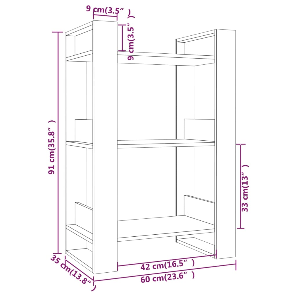 Libreria/Divisorio 60x35x91 cm in Legno Massello di Pino cod mxl 13561