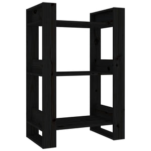 Libreria/Divisorio Nero 60x35x91 cm in Legno Massello di Pino 813883