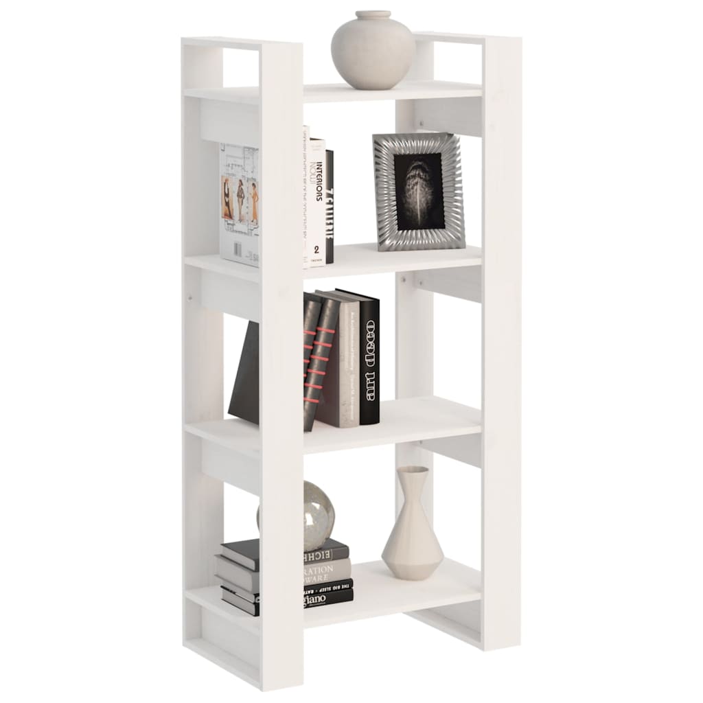 Libreria/Divisorio Bianco 60x35x125 cm Legno Massello