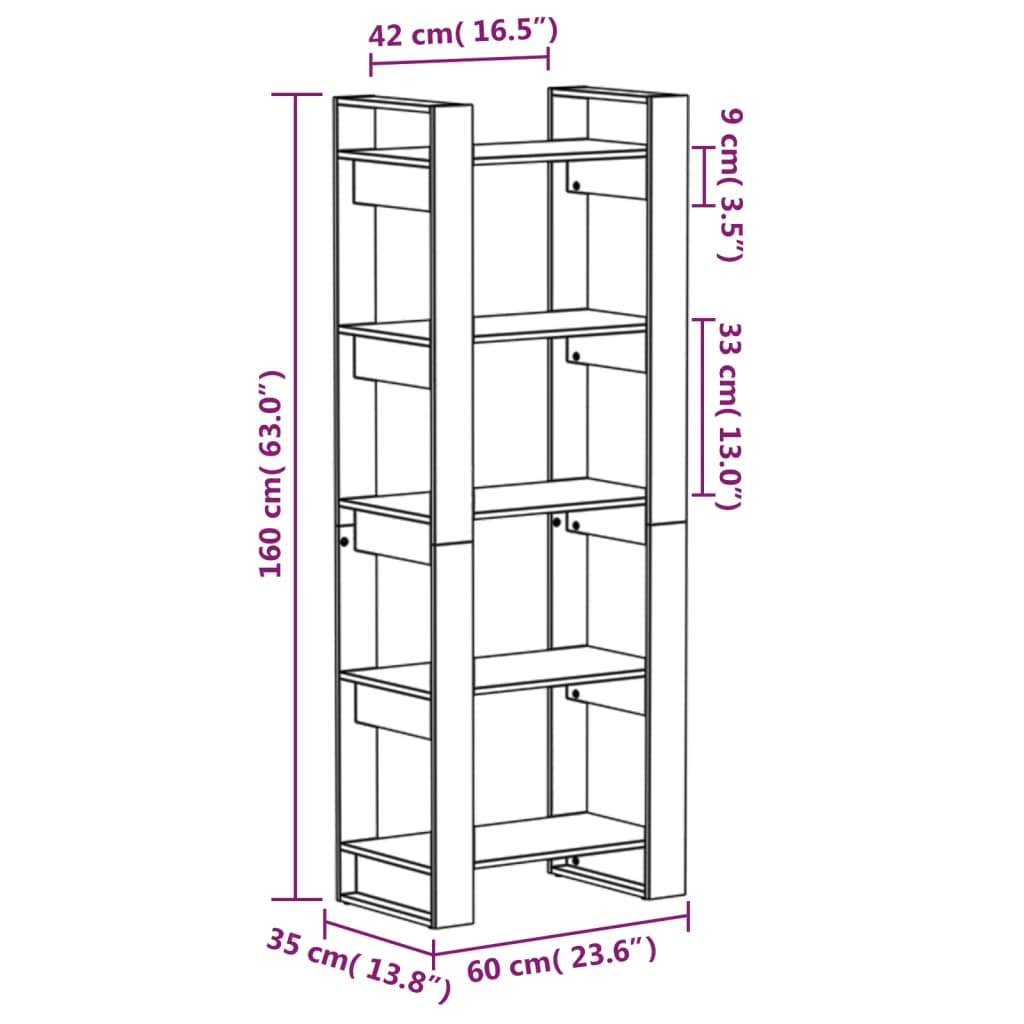 Libreria/Divisorio 60x35x160 cm in Legno Massello cod mxl 11865