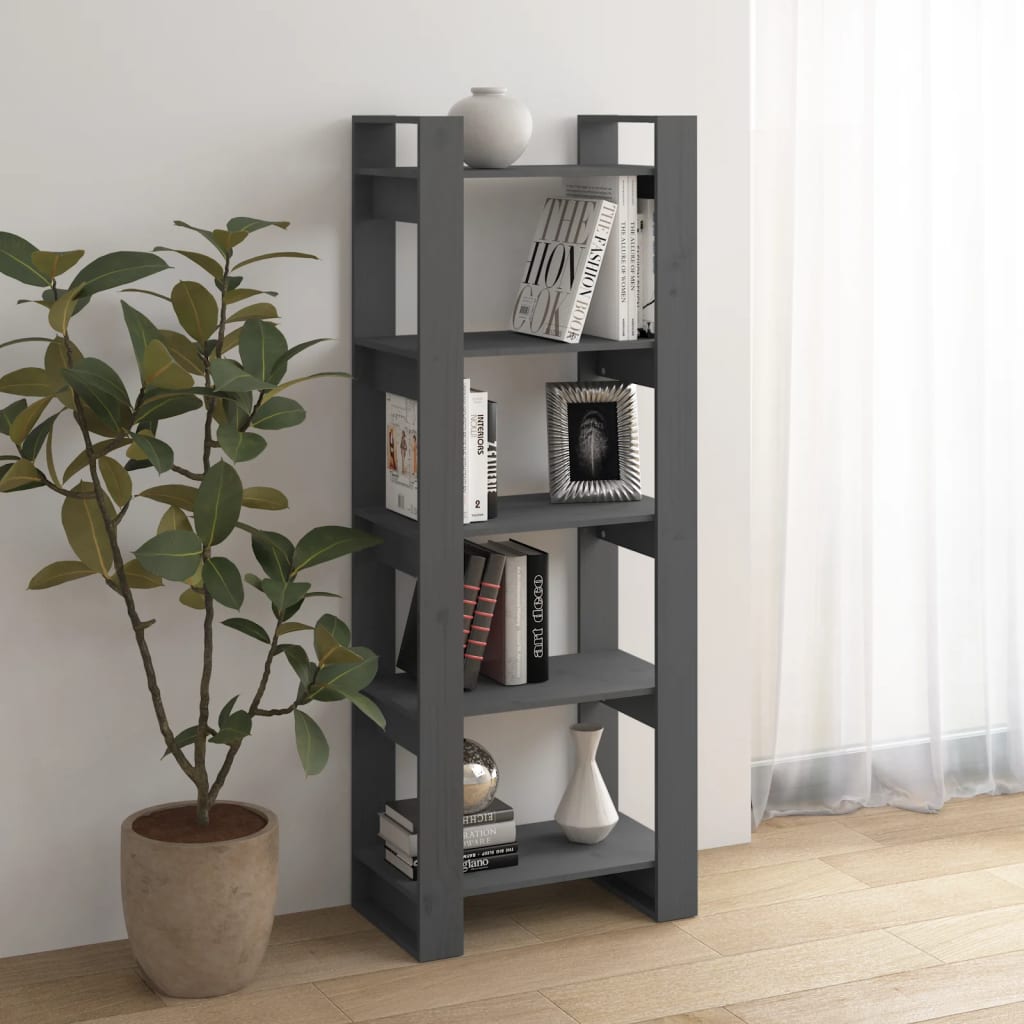 Libreria/Divisorio Grigio 60x35x160 cm Legno Massello cod 10789