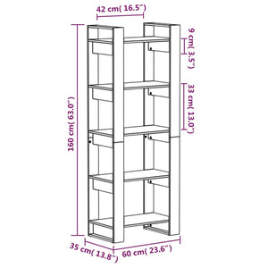 Libreria/Divisorio Grigio 60x35x160 cm Legno Massello