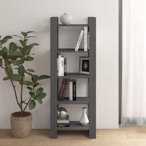 Libreria/Divisorio Grigio 60x35x160 cm Legno Massello