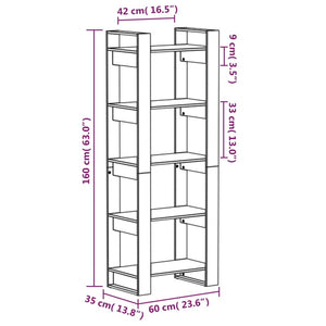 Libreria/Divisorio Nero 60x35x160 cm Legno Massello