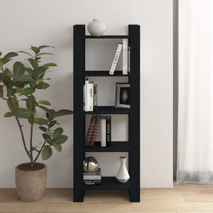 Libreria/Divisorio Nero 60x35x160 cm Legno Massello