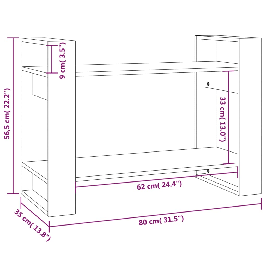 Libreria/Divisorio Grigio 80x35x56,5 cm Legno Massello di Pino