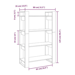 Libreria/Divisorio Grigio 80x35x125 cm Legno Massello di Pino