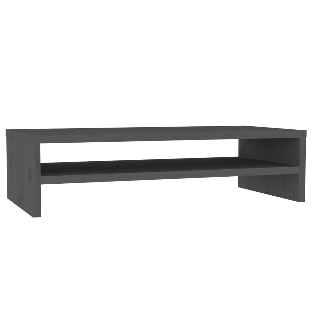 Supporto per Monitor Grigio 50x24x13 cm Legno Massello di Pino 813916