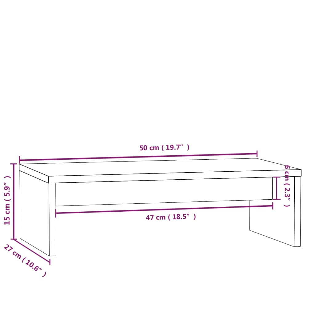 Supporto per Monitor 50x27x15 cm in Legno Massello di Pino cod mxl 47874