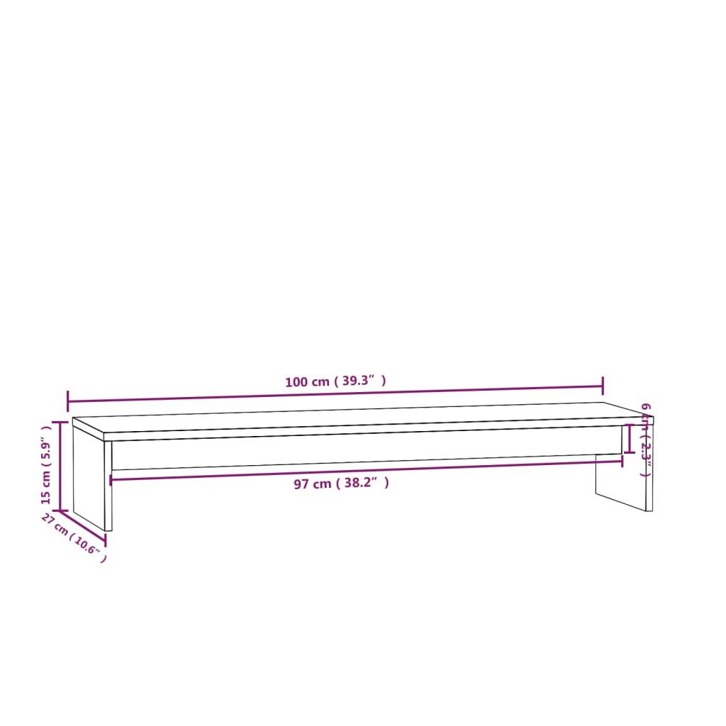 Supporto per Monitor Bianco 100x27x15 cm Legno Massello di Pino 813930