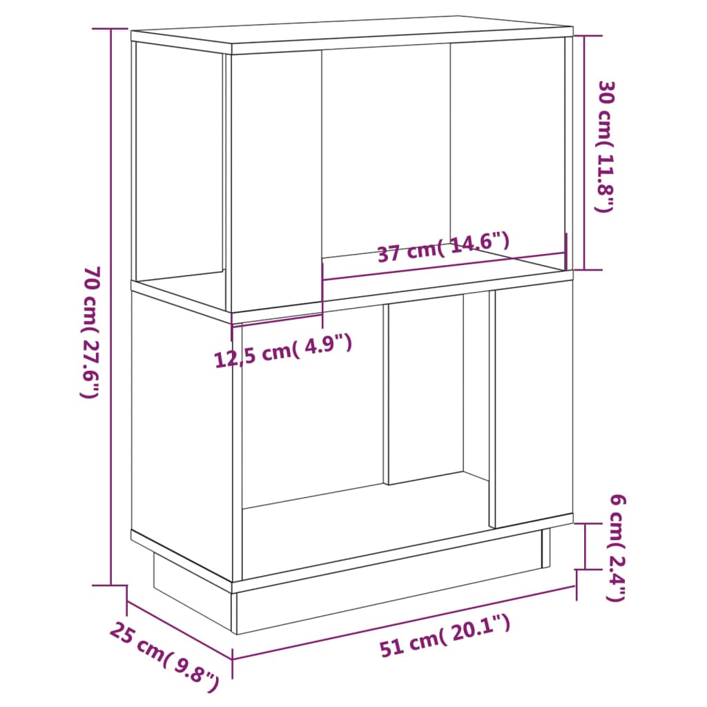 Libreria/Divisorio Grigio 51x25x70 cm in Legno Massello di Pino 814031