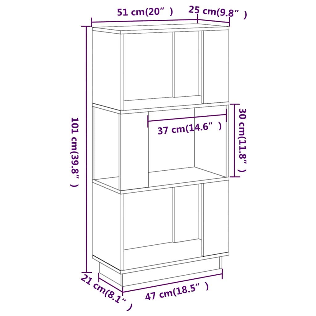 Libreria/Divisorio 51x25x101 cm in Legno Massello di Pino 814034