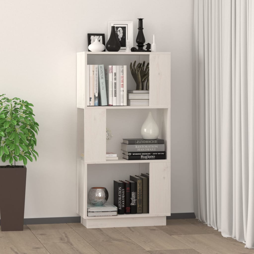 Libreria/Divisorio Bianco 51x25x101 cm Legno Massello di Pino 814035