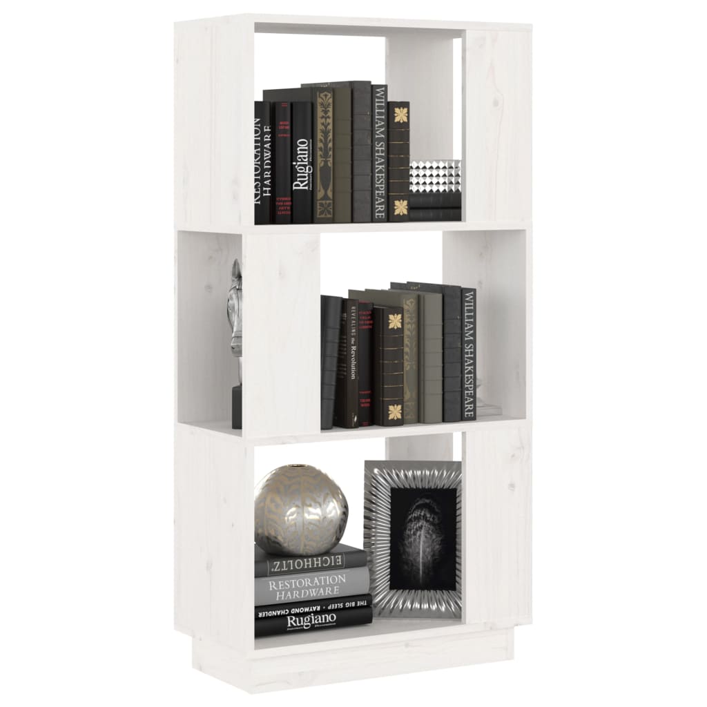 Libreria/Divisorio Bianco 51x25x101 cm Legno Massello di Pino cod mxl 18063