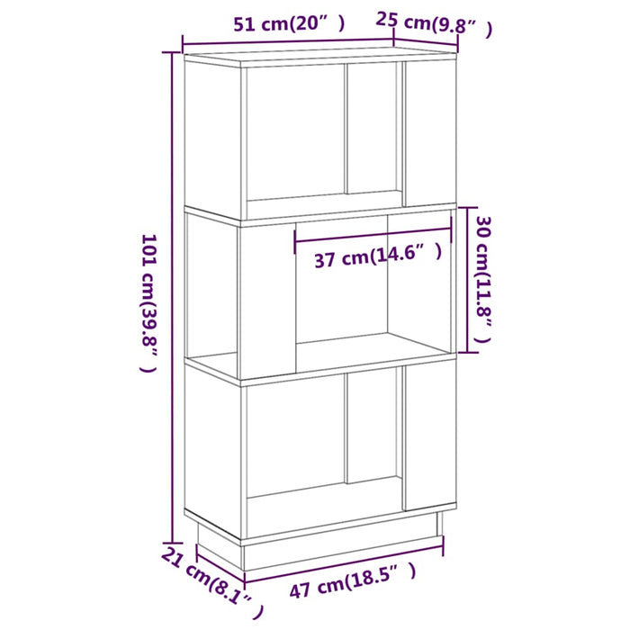 Libreria/Divisorio Bianco 51x25x101 cm Legno Massello di Pino cod mxl 18063