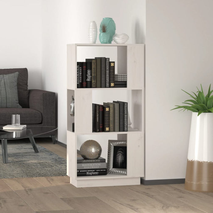 Libreria/Divisorio Bianco 51x25x101 cm Legno Massello di Pino 814035