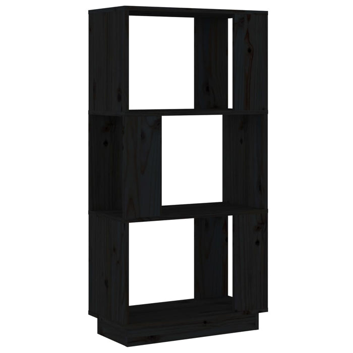 Libreria/Divisorio Nero 51x25x101 cm in Legno Massello di Pino