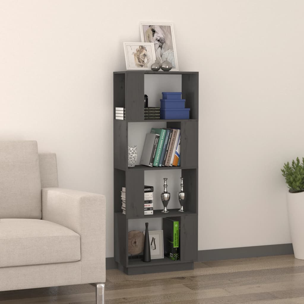 Libreria/Divisorio Grigio 51x25x132 cm Legno Massello di Pino 814041