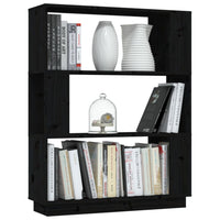 Libreria/Divisorio Nero 80x25x101 cm in Legno Massello di Pino