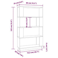 Libreria/Divisorio Bianco 80x25x132 cm Legno Massello di Pino cod mxl 16520