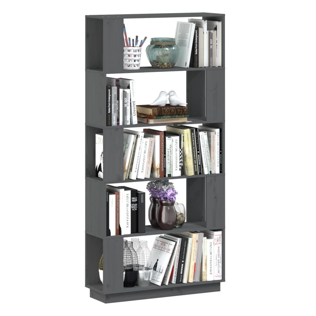 Libreria/Divisorio Grigio 80x25x163,5 cm Legno Massello di Pino cod mxl 22546