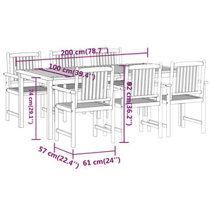 Set da Pranzo per Giardino 7 pz in Legno Massello di Acacia cod mxl 43291