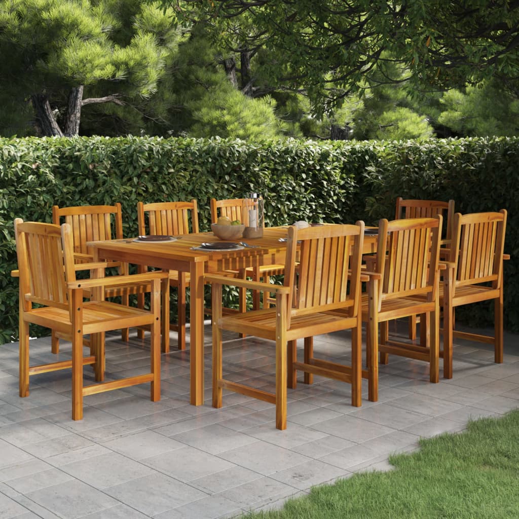 Set da Pranzo per Giardino 9 pz in Legno Massello di Acacia cod mxl 43299