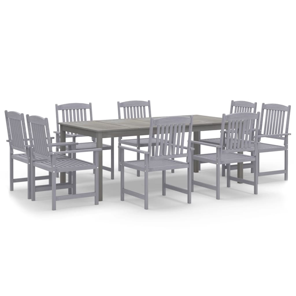 Set da Pranzo da Giardino 9 pz Legno Massello di Acacia Grigio