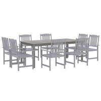 Set da Pranzo da Giardino 9 pz Legno Massello di Acacia Grigio