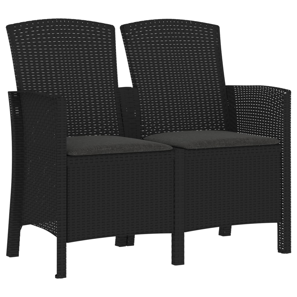 Sedia da Giardino a 2 Posti con Cuscini PP Rattan Grafite cod mxl 45719