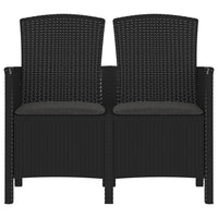 Sedia da Giardino a 2 Posti con Cuscini PP Rattan Grafite cod mxl 45719