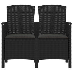 Sedia da Giardino a 2 Posti con Cuscini PP Rattan Grafite cod mxl 45719