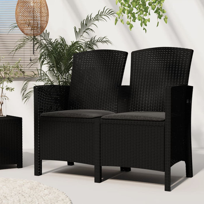 Sedia da Giardino a 2 Posti con Cuscini PP Rattan Grafite cod mxl 45719