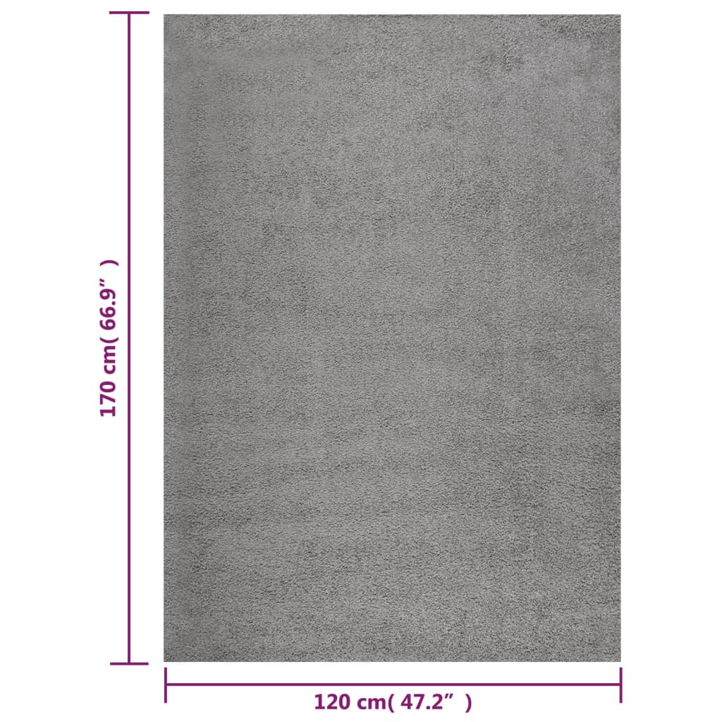 Tappeto Shaggy a Pelo Alto Grigio 120x170 cm 342132