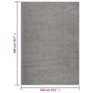 Tappeto Shaggy a Pelo Alto Grigio 140x200 cm 342133