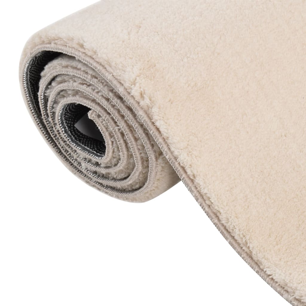 Tappeto Lavabile Soffice Pelo Corto 200x290cm Antiscivolo Beige 342203