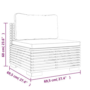 Divano Centrale Giardino Cuscini Grigio Scuro Massello di Teak 319159