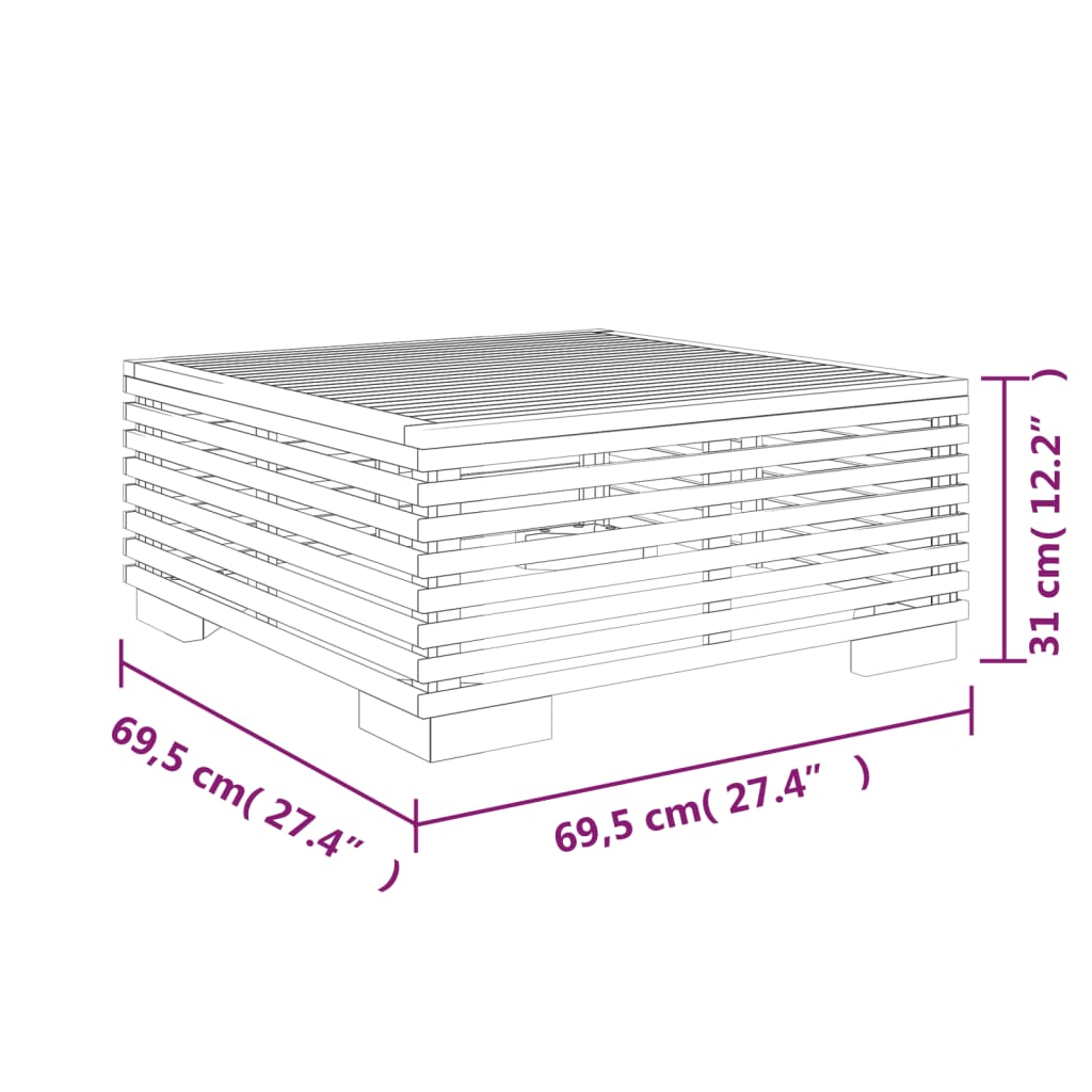 Tavolino da Giardino 69,5x69,5x31 cm in Legno Massello di Teak 319162