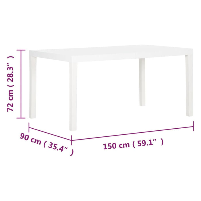 Tavolo da Giardino 150x90x72 cm in PP Bianco 317734