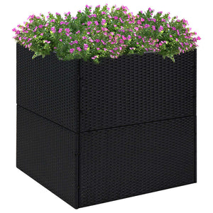 Fioriera da Giardino Nero 80x80x80 cm in Polyrattan 319173