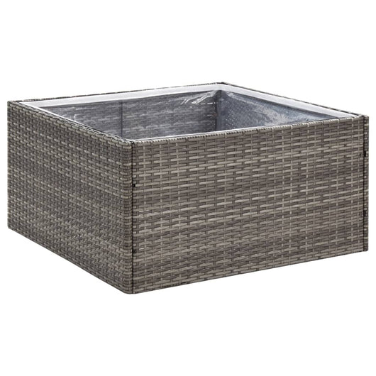 Fioriera da Giardino Grigia 80x80x40 cm in Polyrattan 319175