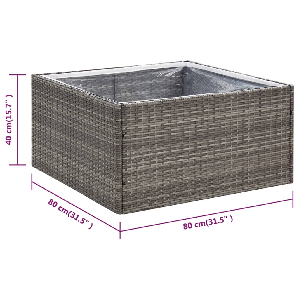 Fioriera da Giardino Grigia 80x80x40 cm in Polyrattan cod mxl 67362