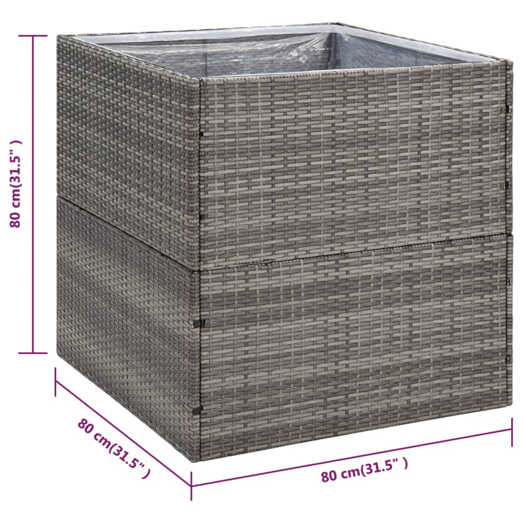 Fioriera da Giardino Grigia 80x80x80 cm in Polyrattan cod mxl 48862